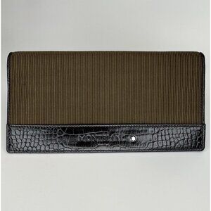 Montblanc Bifold Wallet Green Black Croc Embossed Leather & Fabric